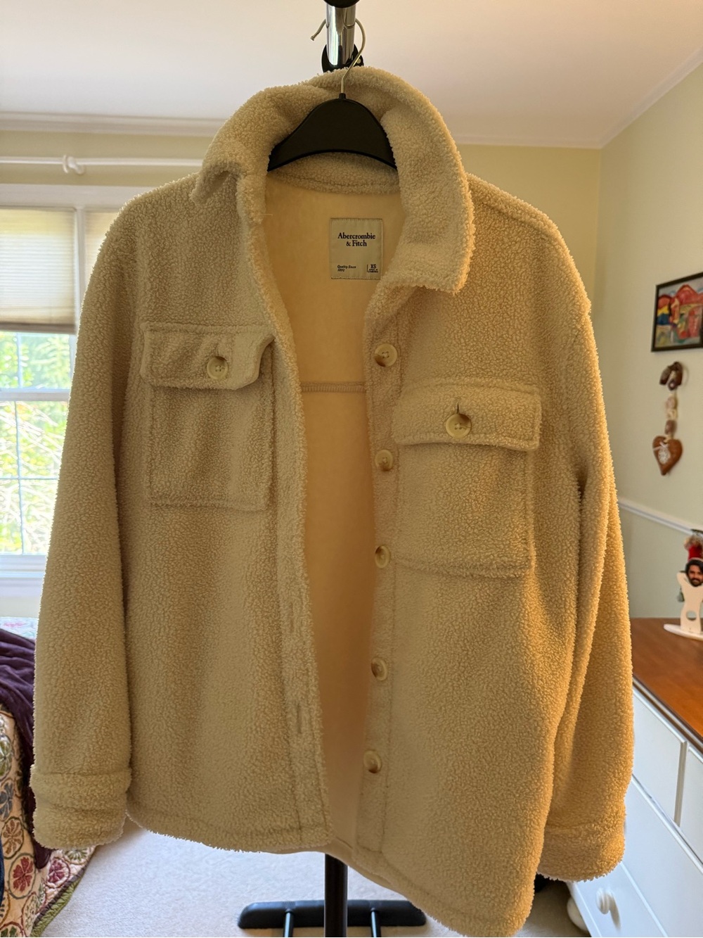 Abercrombie & Fitch Men’s Cream Sherpa Shirt Jacket